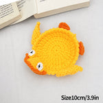 coasters crochetés motifs animaux créatifs opaques vert bleu jaune blanc dinosaure oiseau écologiques