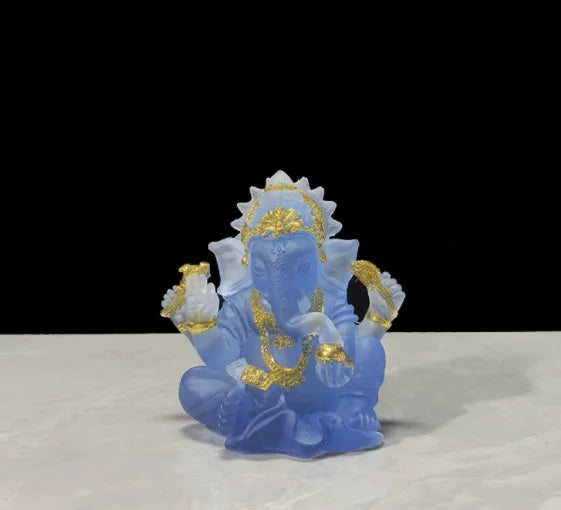 statue ganesha blanc détails dorés motif sculpté occasion mariage décoration intérieure traditionnelle hindoue
