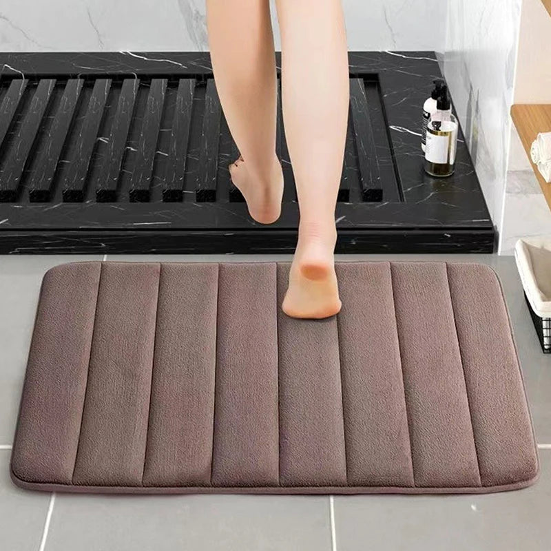 tapis bain coton bleu marine gris clair marron moderne doux absorption eau 60x40cm
