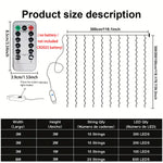 rideau lumineux led blanc décoration fête mariage noël intérieur extérieur télécommande câble usb