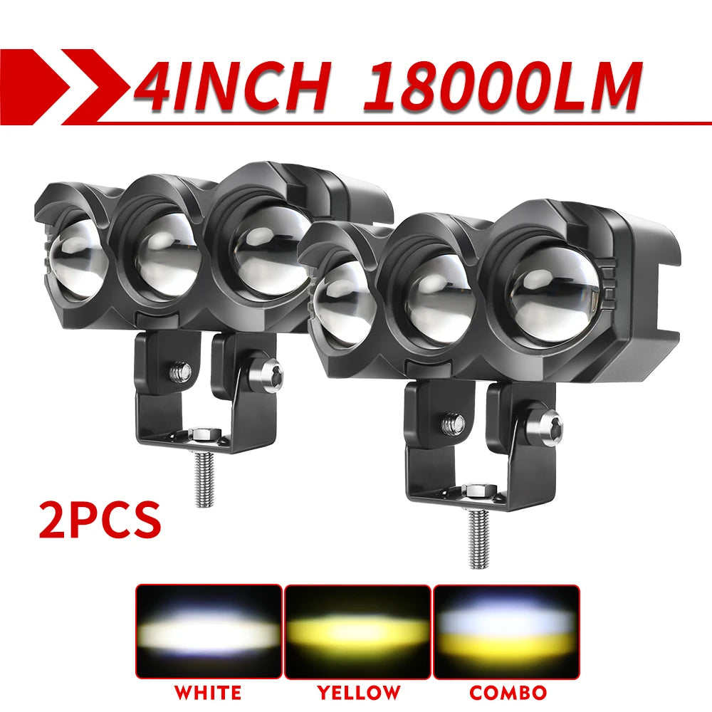 projecteur led spot flood antibrouillard jaune moderne transparent vis câble électrique 6000k 12v 24v