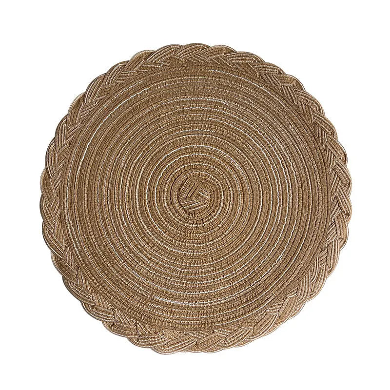 serviettes table rondes modernes vert clair tissées fils transparents respectueux environnement decoration table assises