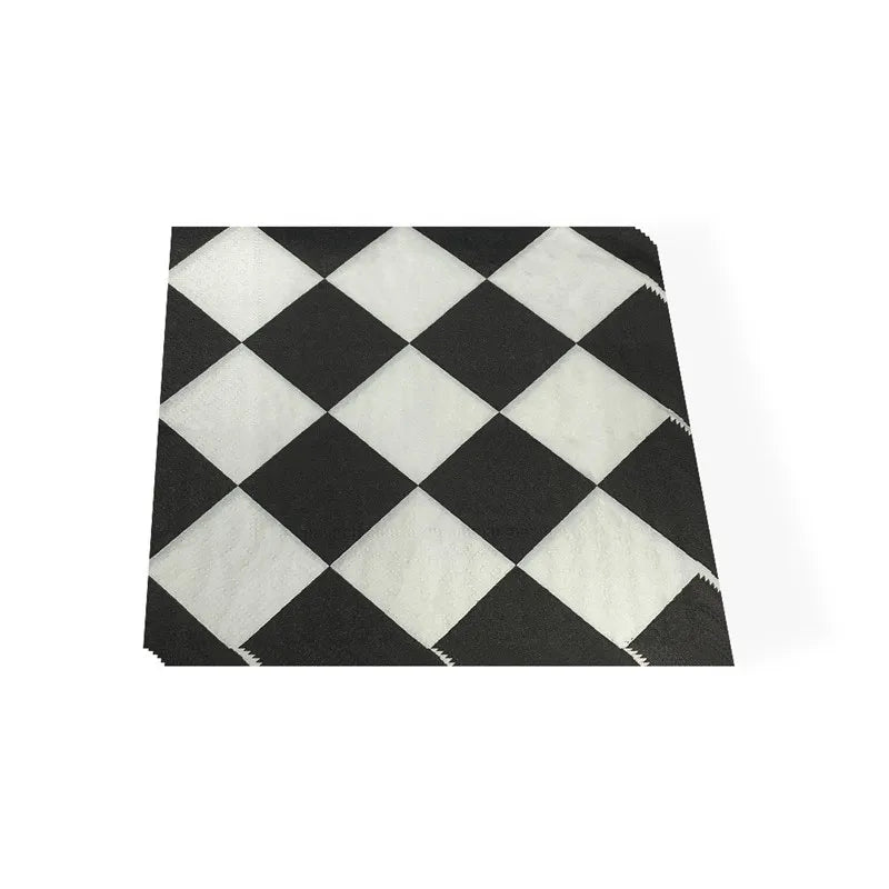 serviettes jetables papier carreaux noirs blancs classiques 20 pièces opaques festival decoration