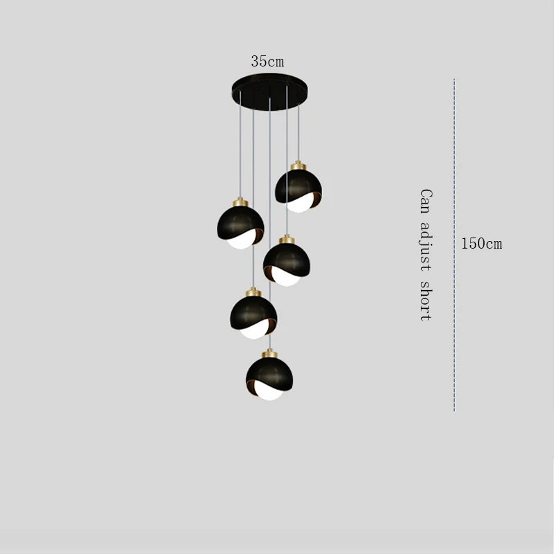 suspension pendentif verre noir doré moderne éclairage chambre salle manger lumière mat opaques