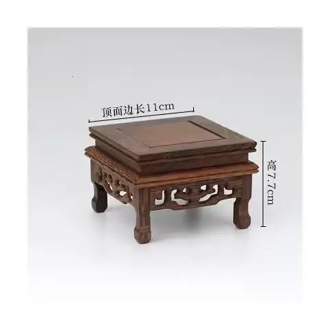 support décoratif bois sculpté marron classique traditionnel sans fixation pot thé holder