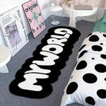 tapis noir blanc lettres moderne antidérapant polyester résistant intérieur extérieur