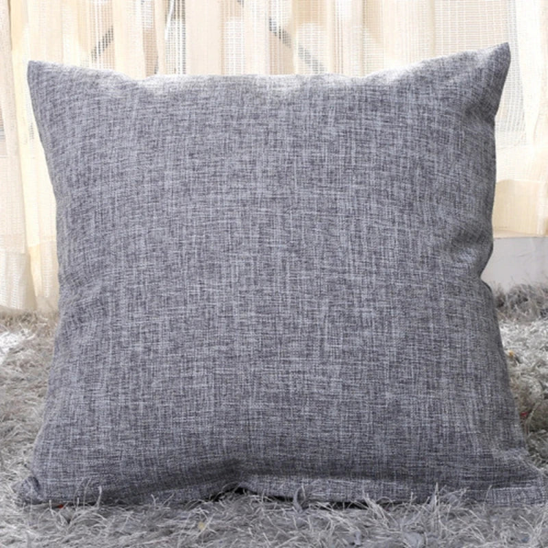 housse coussin carré coton lin moderne couleur unie beige marron rouge vert bleu orange