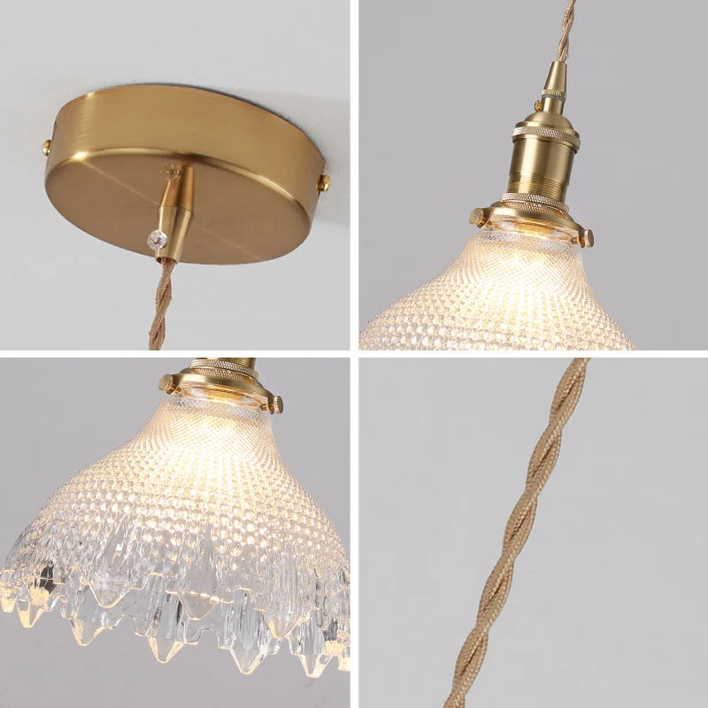 suspension lumineuse vintage vert doré motifs géométriques ampoules câbles chaînes métal