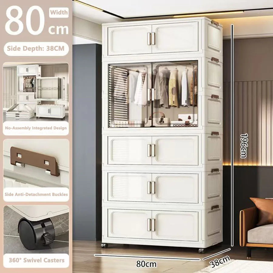 armoire rangement blanc moderne classique verres transparents tiroirs étagères vêtements toilette roulettes