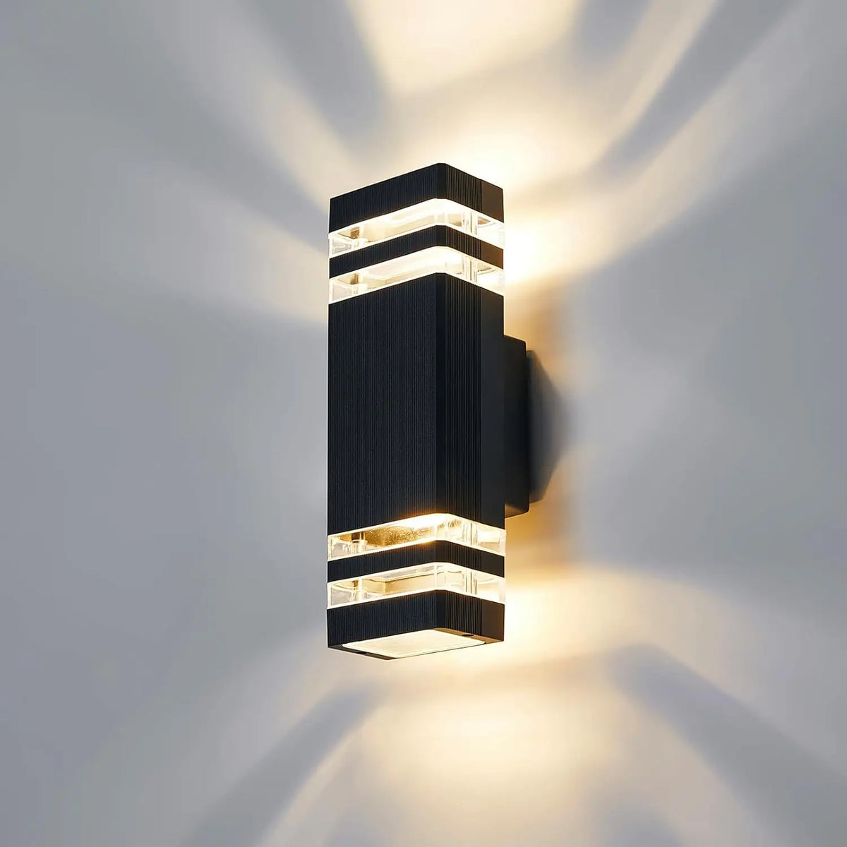 applique murale extérieure moderne noire double tête led étanche aluminium jardin salon intérieur