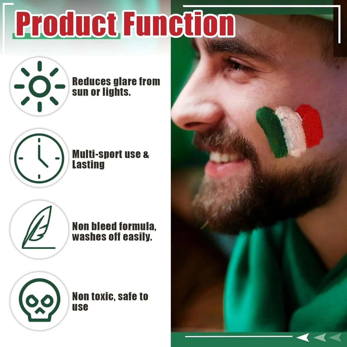 maquillage crayon rayures football rouge blanc bleu pratique facile utiliser capsules couleurs