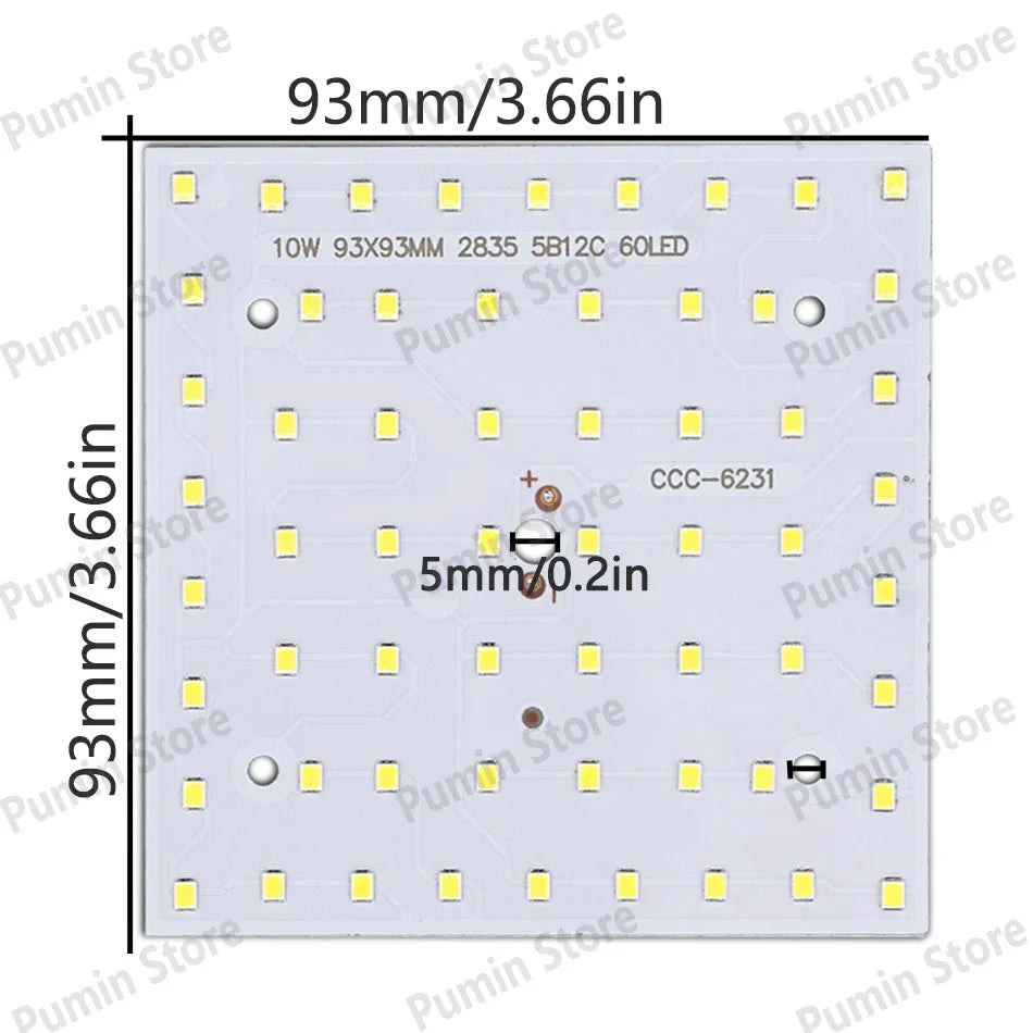 plaque led 10w blanc carrés jaunes moderne non visible 91mm 93mm
