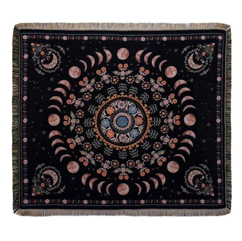 couverture pique nique tigre moderne motif monstera coton gris orange noir vert