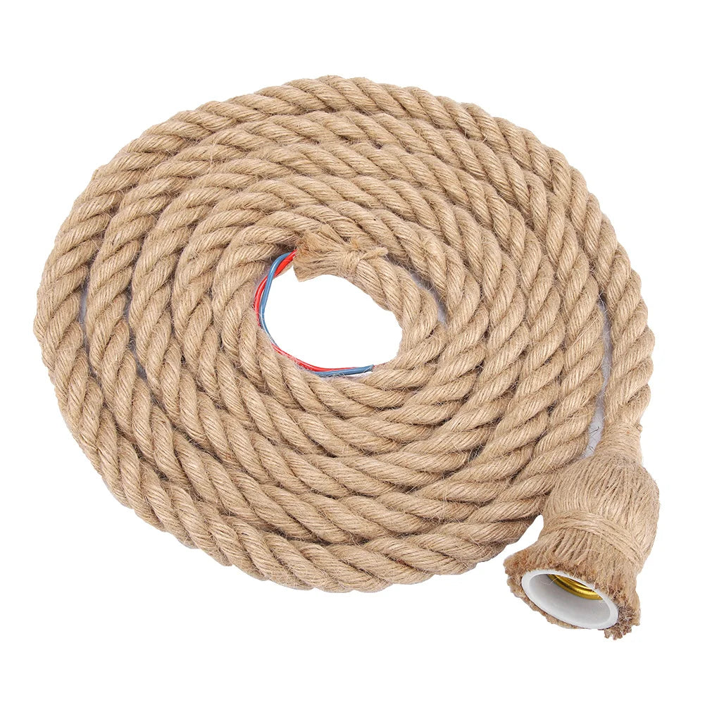 câble électrique tissé rustique beige E27 85 265V 3m fixation décoration intérieure artisanale