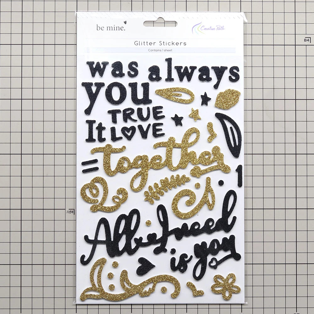 stickers décoratifs 3d pailletés lettres cœurs romantiques scrapbooking agenda journalisation