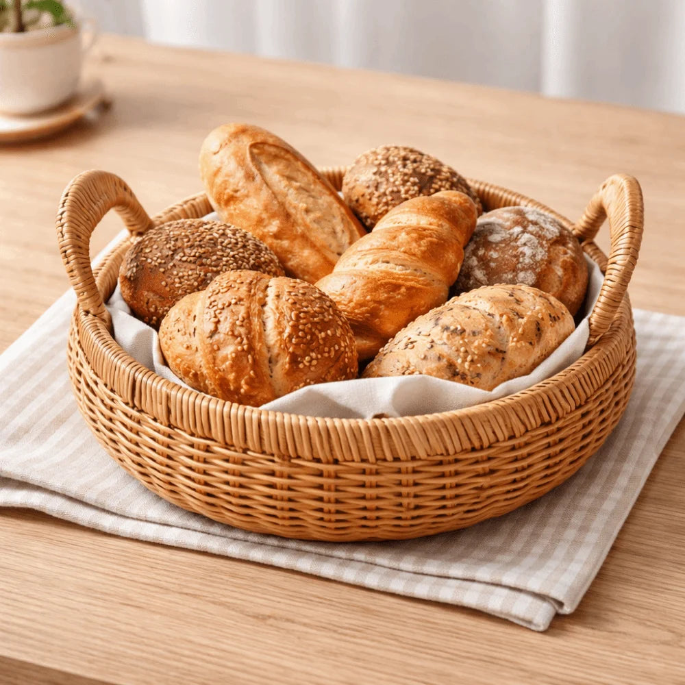panier tressé rotin brun imperméable utilisation multiple poignée plastique rustique