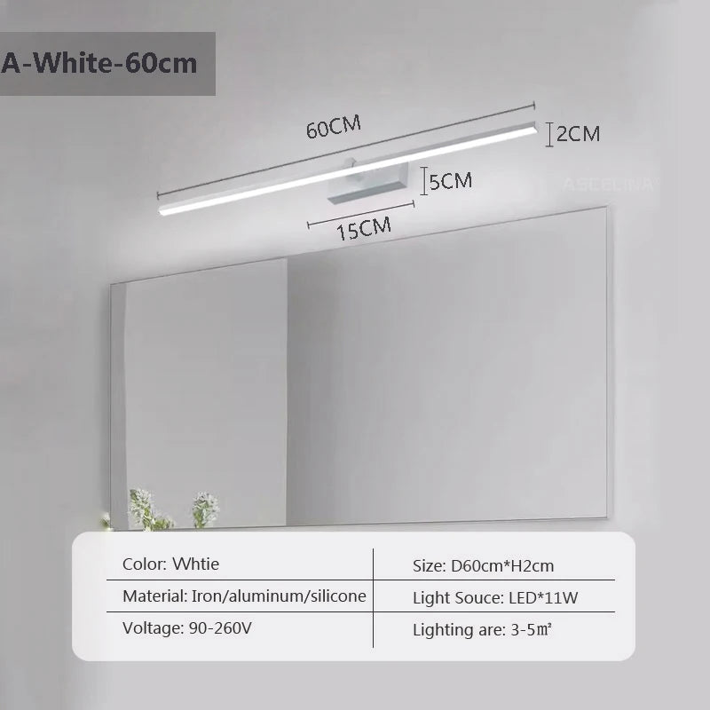lampe murale moderne miroir intégré éclairage cuisine salle bain led 40 60 80 100cm