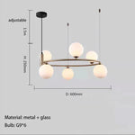 suspension luminaire moderne sphères verre translucides anneau métal doré salon chambre scandinave