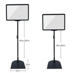 support publicitaire acier inoxydable hauteur ajustable noir a4 moderne vis fixations