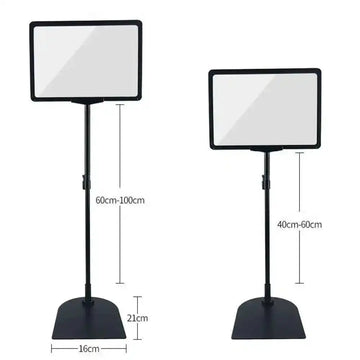support publicitaire acier inoxydable hauteur ajustable noir a4 moderne vis fixations