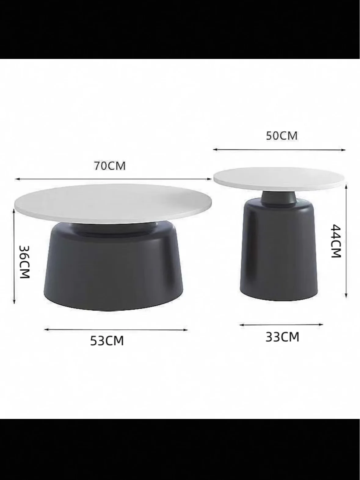 table basse moderne bois rondes finition pierre blanc noir salon chambre