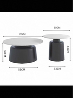 table basse moderne bois rondes finition pierre blanc noir salon chambre
