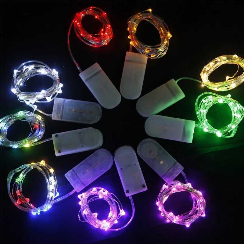 guirlande lumineuse multicolore filament led moderne 2m 20led autoadhésive pile bouton noel decoration fete