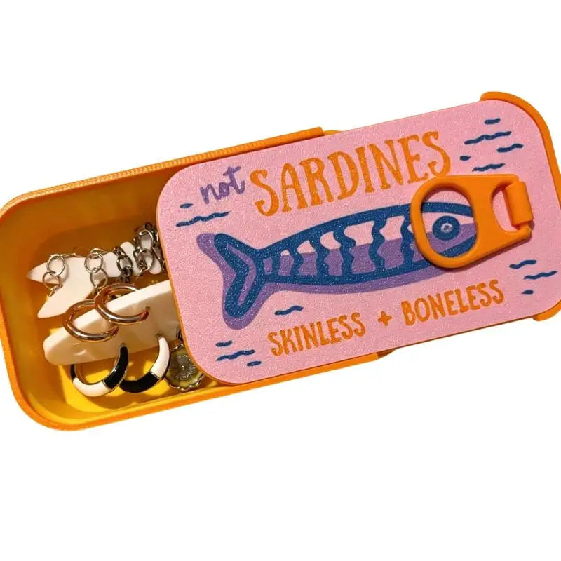 boîte sardines décorative poisson stylisé not sardines skinless boneless rose bleu blanc