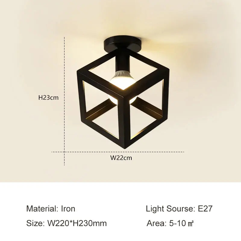 Lampe industrielle moderne métal noir structure géométrique éclairage intérieur E27