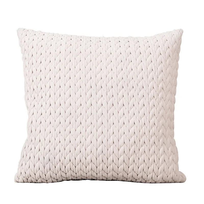 taies d'oreillers carrées polyester coton motif tissé relief modernes vert foncé gris rose pastel
