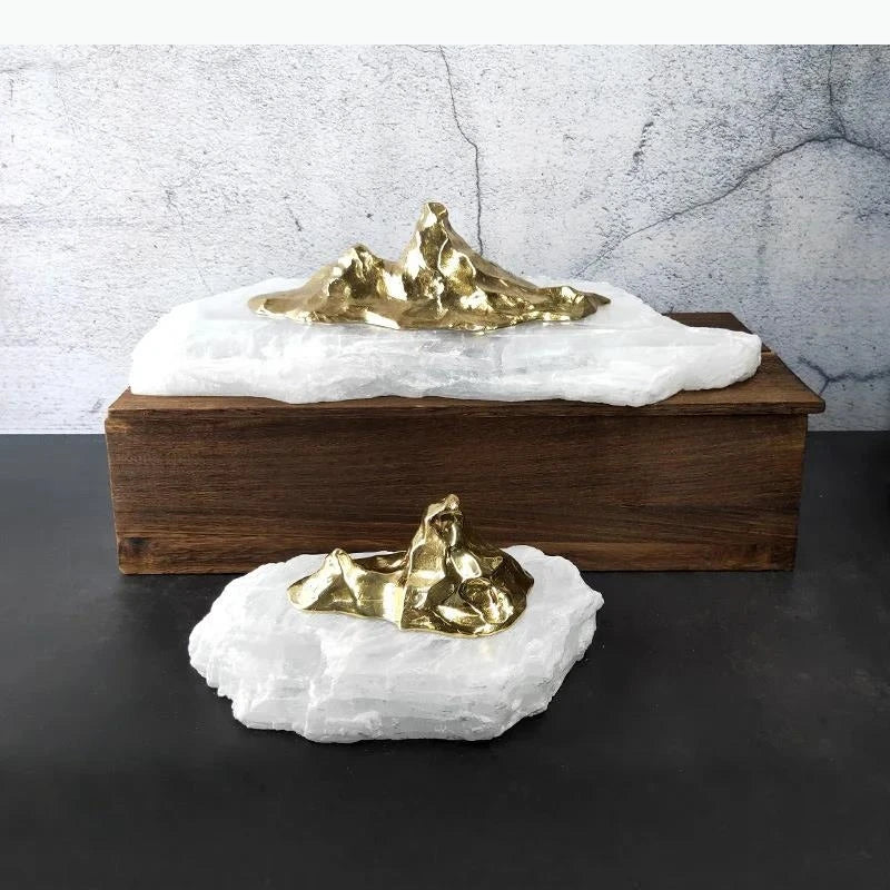 Sculpture moderne dorée texture pierre blanc décoration chambre ornements artisanaux