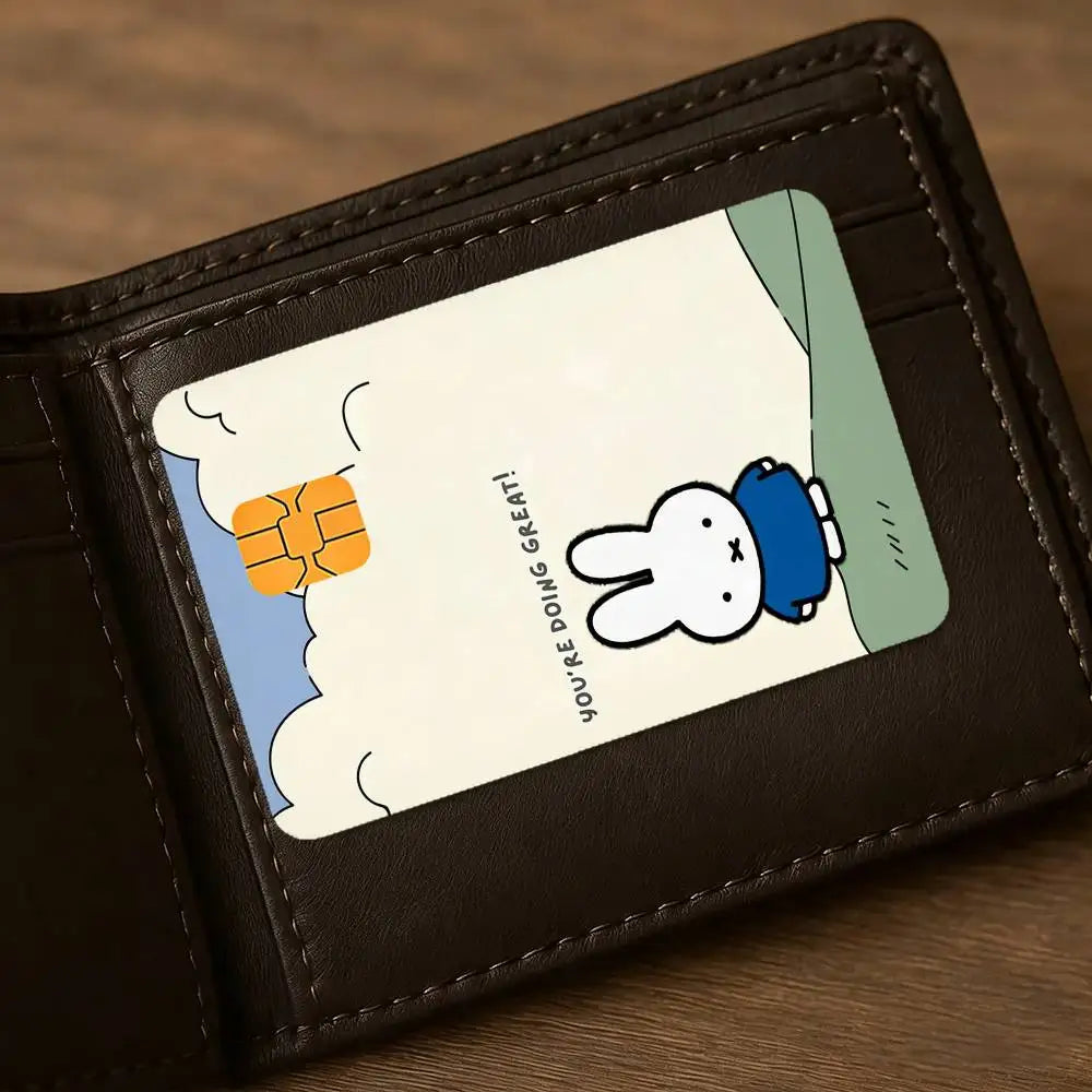autocollants protection carte bancaire dessins animés miffy waterproof résistance griffures pièces adhésif cartoon enfants