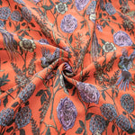 tissu polyester opaque orange floral oiseaux largeur 140cm respectueux environnement Jacquard coudre bricolage femmes