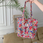 sac main femme toile florale motif fleurs rouge décontracté polyvalent doux polyester