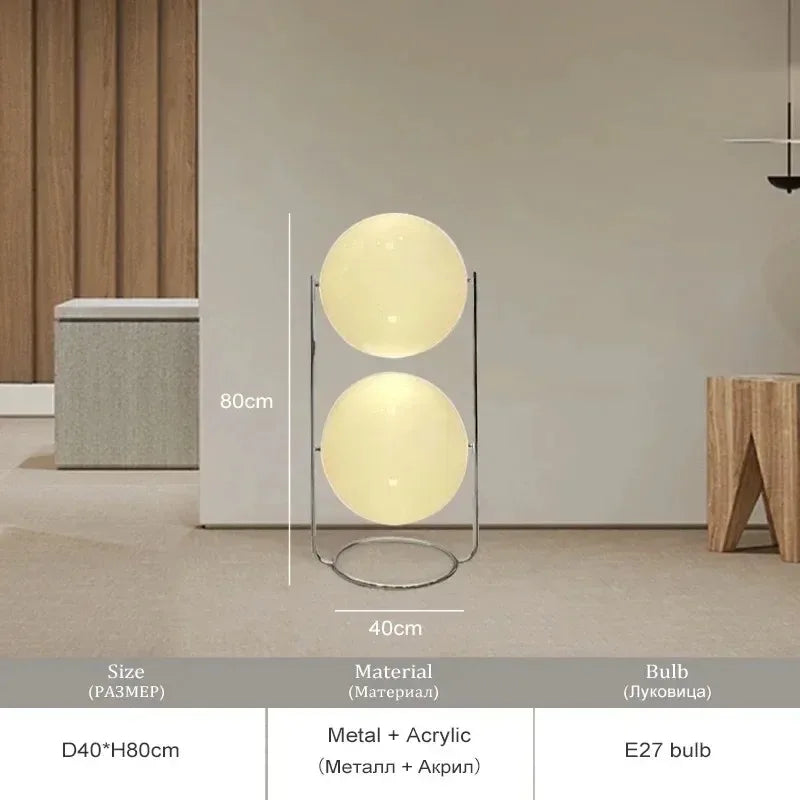 lampe sol moderne blanc sphères translucides intérieur salon chambre pied fixe métal