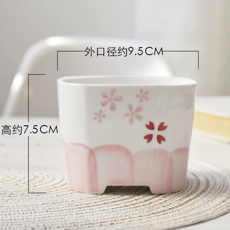 pots céramique porcelaine moderne rose blanc fleurs succulentes décoration plantes vertes ornement maison
