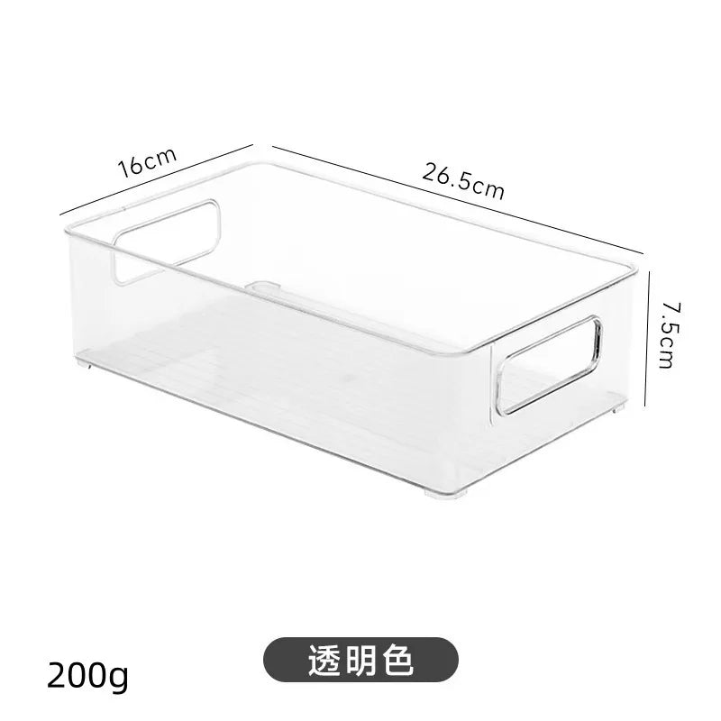 boîtes rangement transparentes modernes minimalistes poignées papeterie organisation étudiants cosmétiques articles divers collations