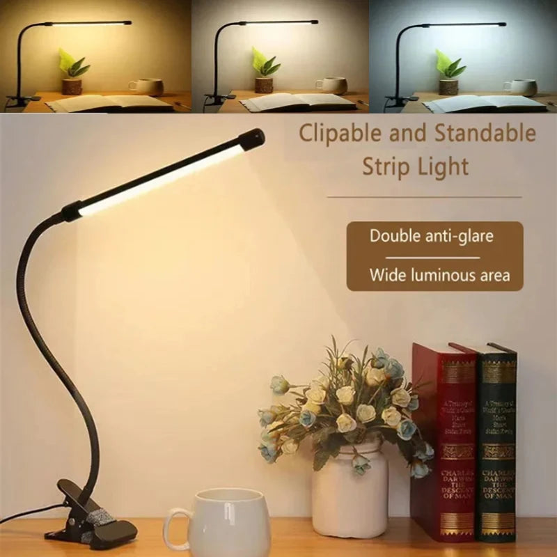 lampe led clipable bras flexible moderne câble usb interrupteur blanc chaud lumière étude chambre
