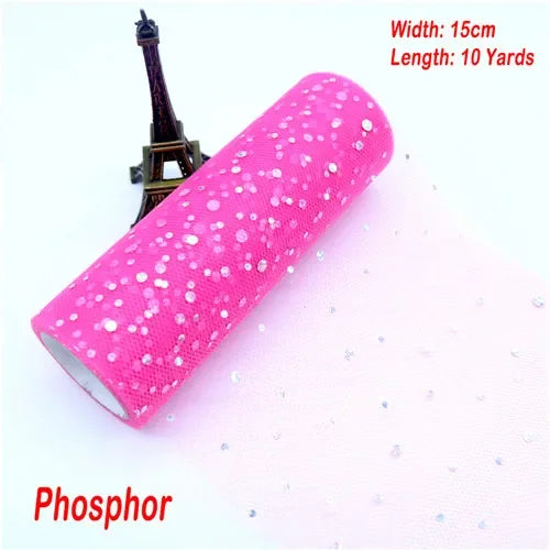 tulle paillettes bleu rose vert violet noir blanc 15cm 10yards polyester décoratif mariage anniversaire