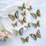 papillons décoratifs transparents effet holographique adhésifs 3d élégants rose vert bleu doré pack 12