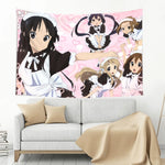 tapisserie murale japonaise anime moderne servantes motifs floraux rose noir blanc polyester grande chambre
