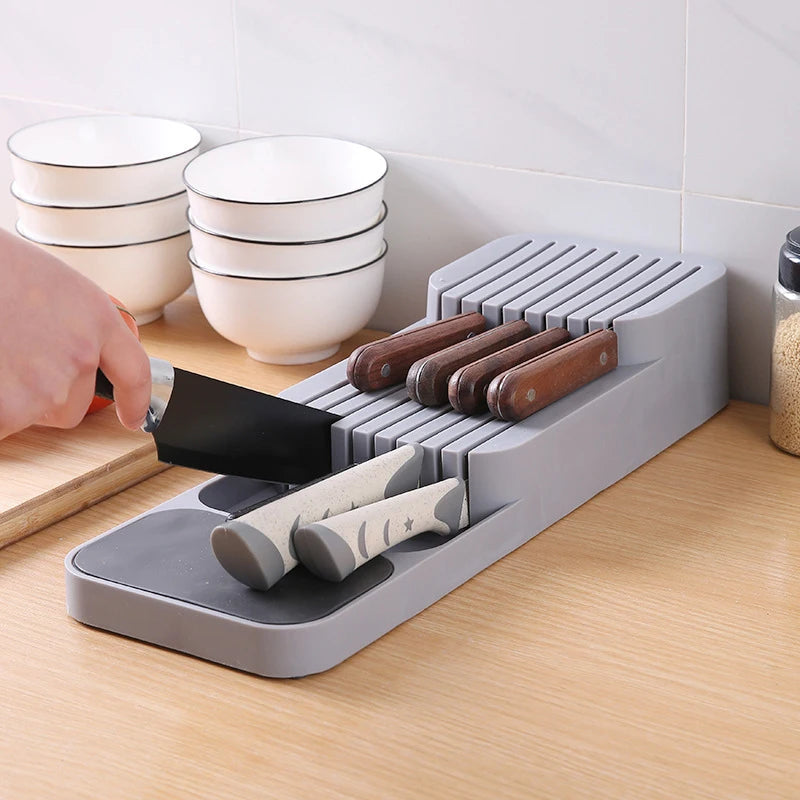 porte couteaux gris moderne porte soups blanc pratique rangement cuisine adhésif réutilisable respectueux environnement