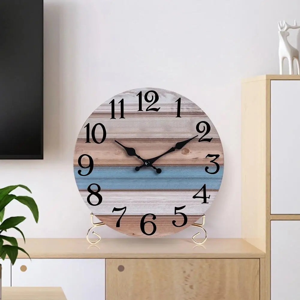 horloge murale bois vintage rustique sans tic tac analogique salon décoration chambre números