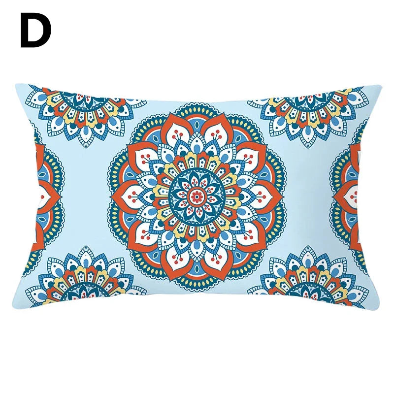 coussins géométriques motifs mandalas modernes polyester noir blanc minimaliste 30x50cm