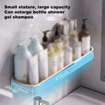 étagères rangement murales adhésives blanches modernes salle bain produits cosmétiques bouteilles lessive serviettes