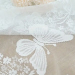 rideau blanc transparent brodé papillons fleurs cuisine romantique français 150cm 180cm