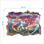 sticker mural 3d pokemon pikachu personnages animés arrière plan naturel adhésif
