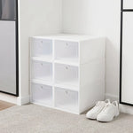 boîtes chaussures transparentes blanc modernes empilables rangement tiroirs anti poussière chambre dortoir
