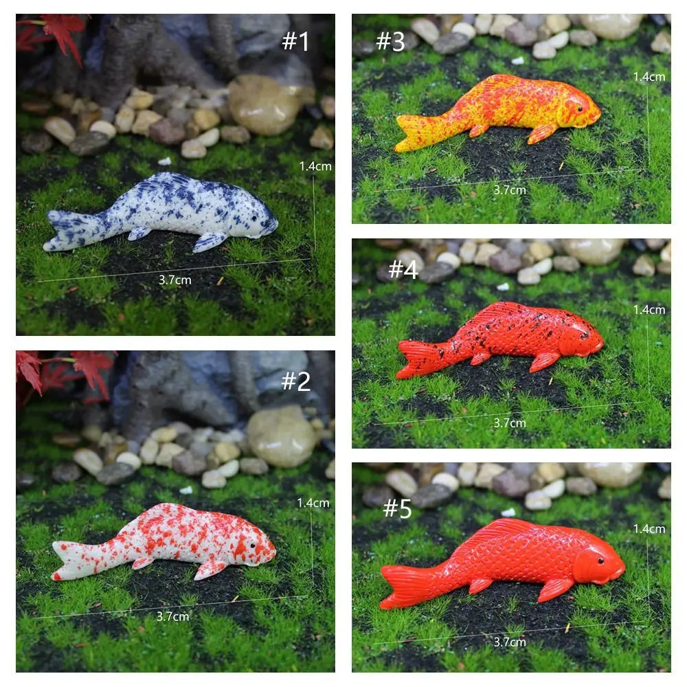 décoration intérieure poisson koi résine rouge blanc bleu points noirs réaliste maison