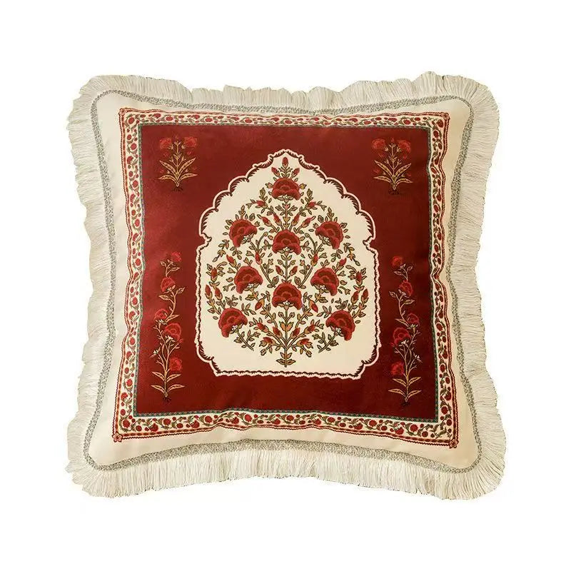 coussin carré fleuri rouge velours polyester traditionnel décor maison voitures 45x45cm 55x55cm